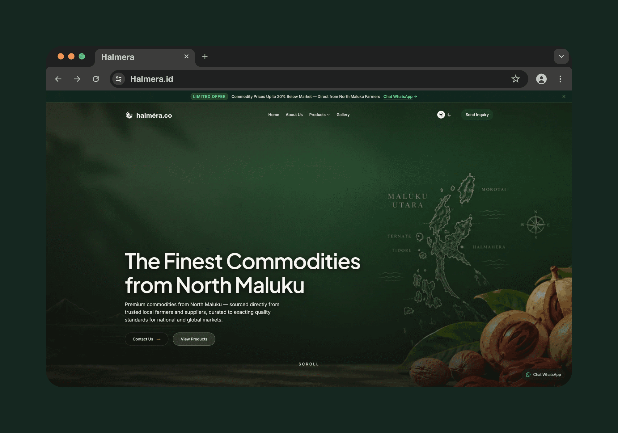 Halméra agricultural commodity export platform landing page